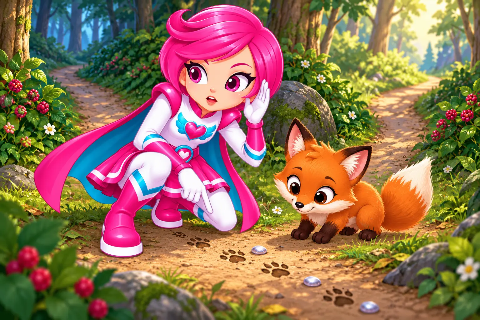 Gina helping a little fox